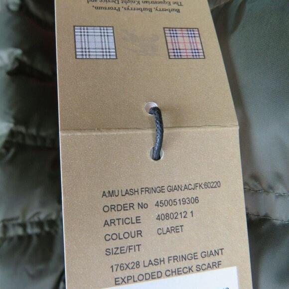 πNWOTπBurberry Lash Fringe Giant Red Wool Cashmere Nova Check Exploded Scarf 1 - Picture 3 of 12